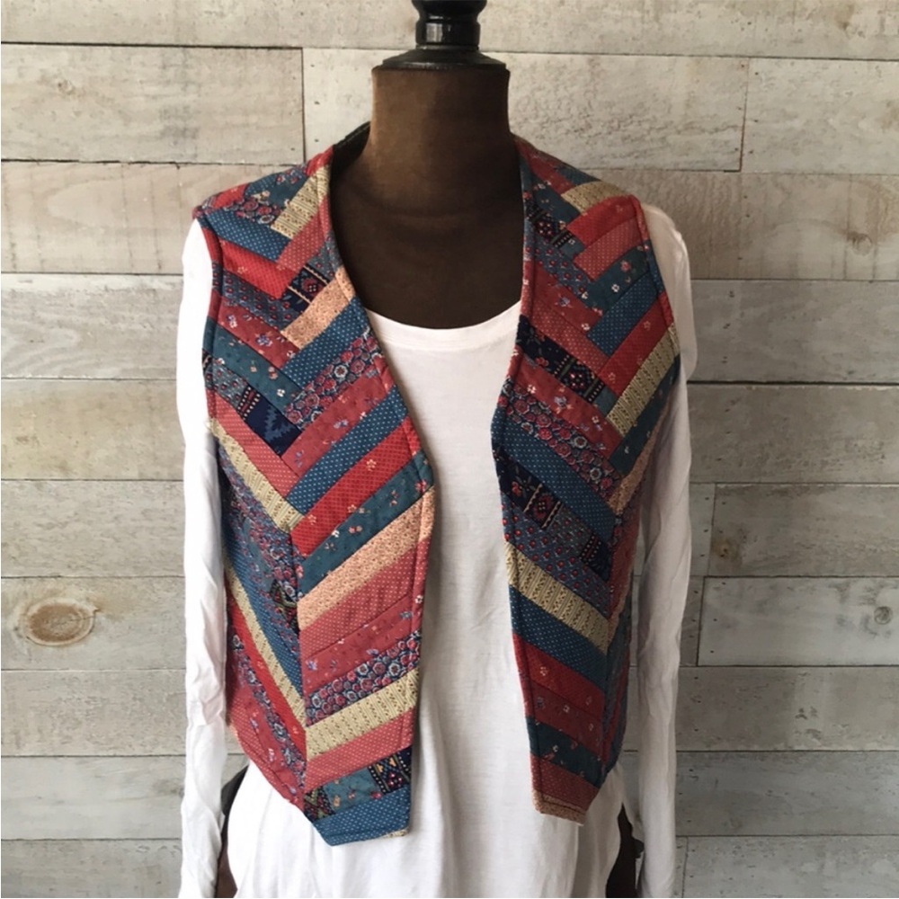 Reversible Quilted Patchwork Multicolor Vest